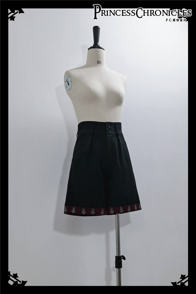 Princess Chronicles Red and Black Vintage Ouji Fashion Blouse,  Vest and Short Pants