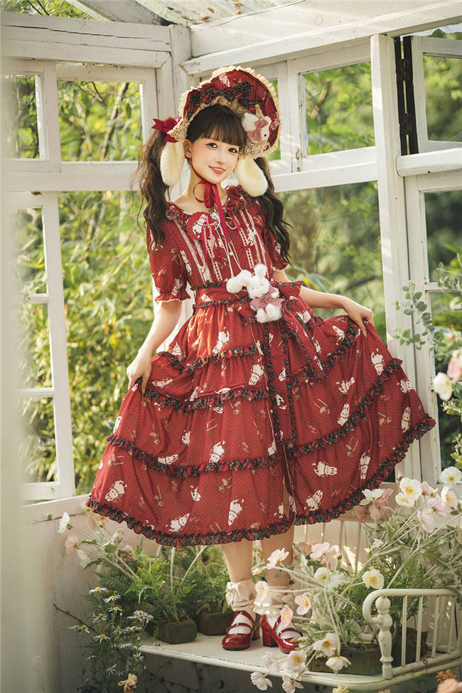 Miss Point Forest Berry Rabbit Lolita Short Sleeves Dress