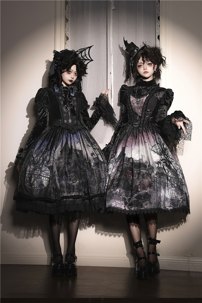 Lilith Houseケープ付き V系 gothic punk y2k Lilith House Horrible House Gothic Lolita Dress - My Lolita Dress