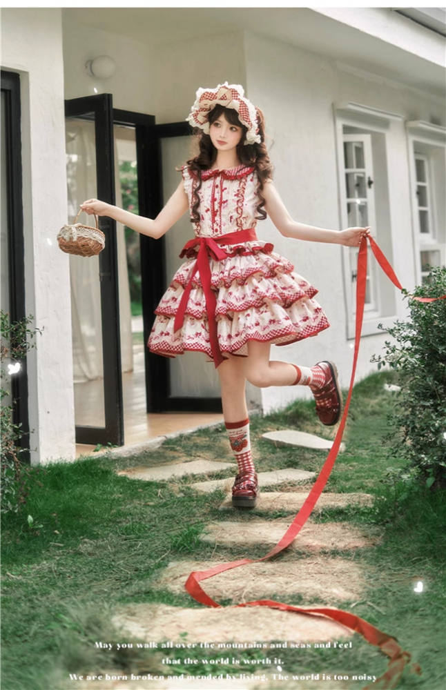 Honey Machine Ripe Cherry Sweet Lolita Skirt and Top