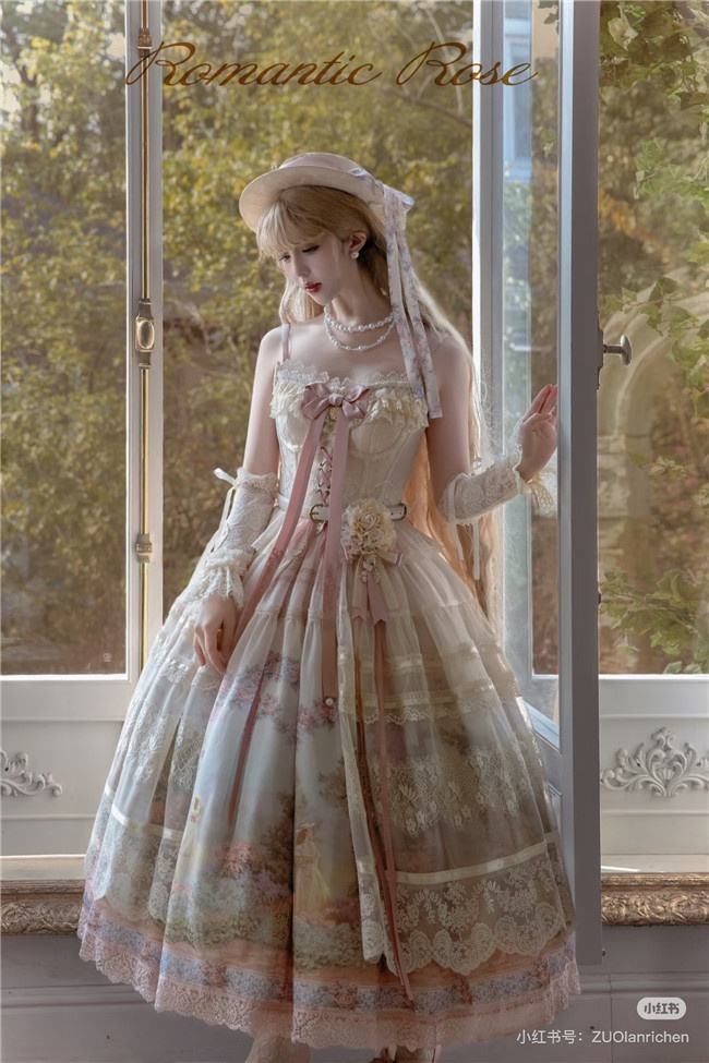 Romantic Rose Elegant Lolita Dress and Overskirt
