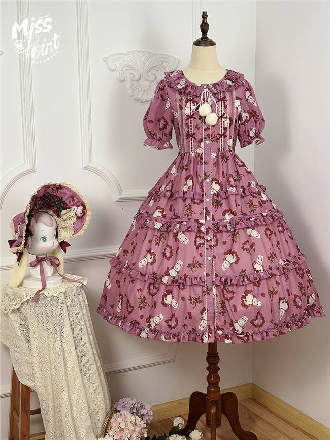 Miss Point Forest Berry Rabbit Lolita Short Sleeves Dress