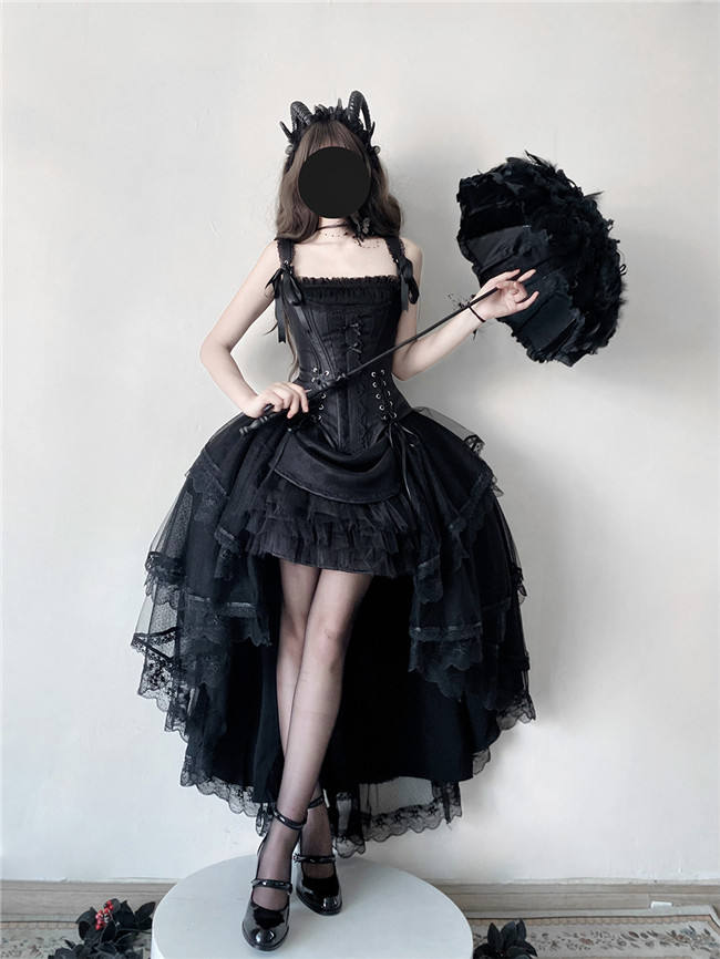 Caramel Antique Lamp Shadow Lolita Skirt and Fishbone Top