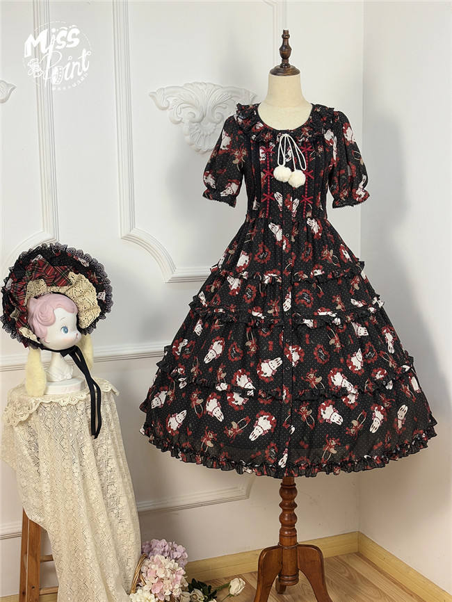 Miss Point Forest Berry Rabbit Lolita Short Sleeves Dress