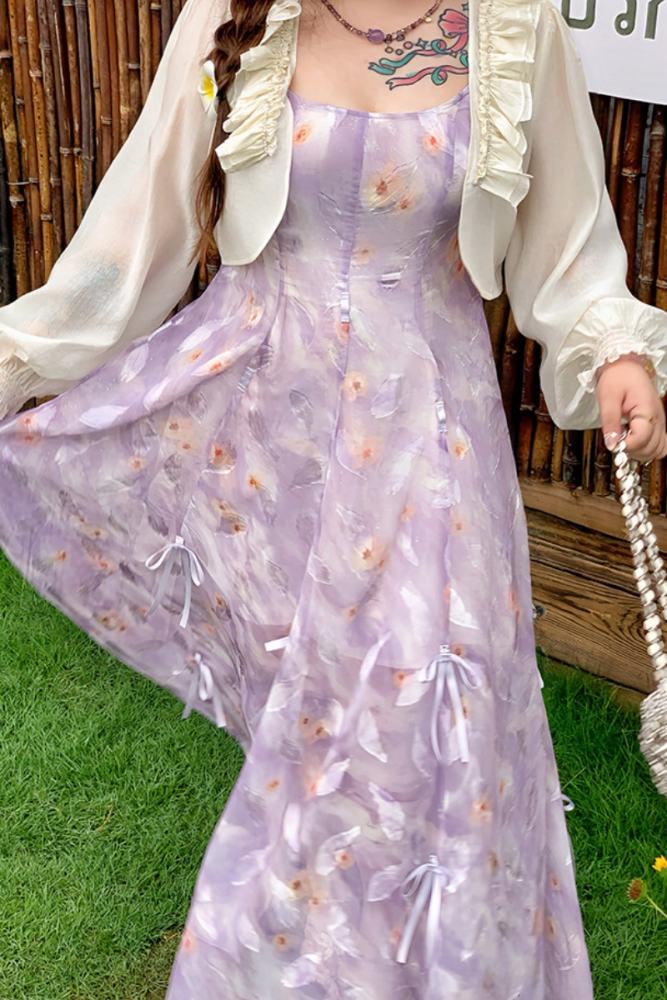 Hard Candy French Vacation Spaghetti Strap Purple Dress and Outerwear Top