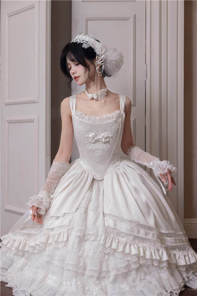 The Rose Covenant Embroidery Lolita Dress, Underskirt, Headdress and Hand Cuffs