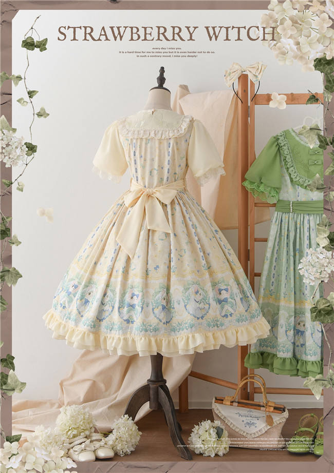 Strawberry Witch Kitten in the Lily of Valley Lolita Dress