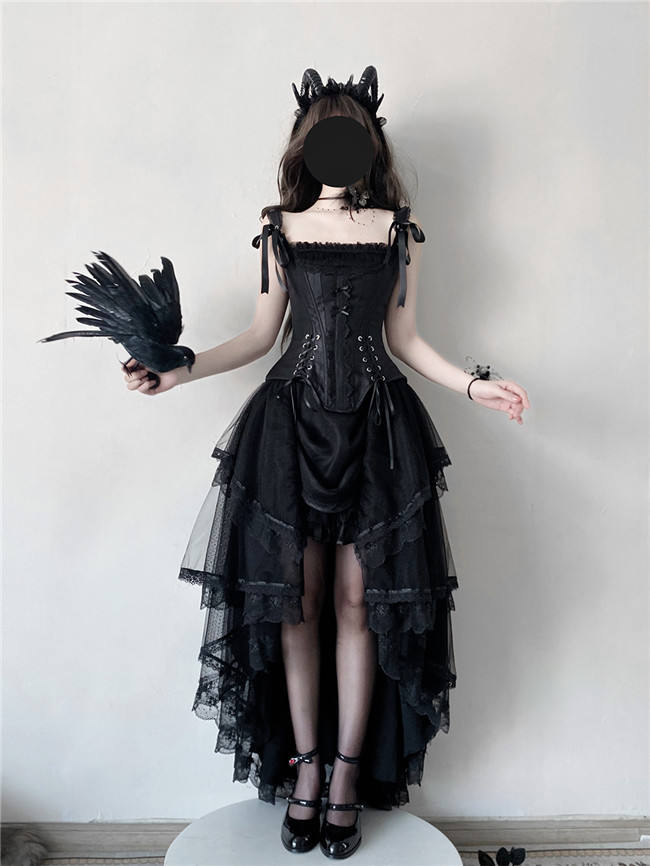 Caramel Antique Lamp Shadow Lolita Skirt and Fishbone Top