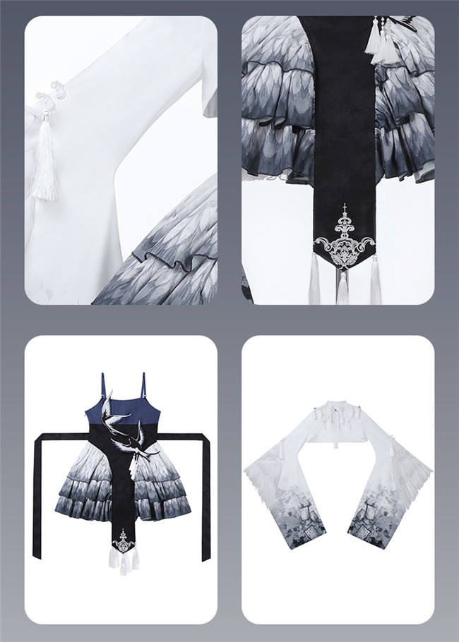 Magpie Embroidery Applique Lolita Jumper Dress and Short Coat