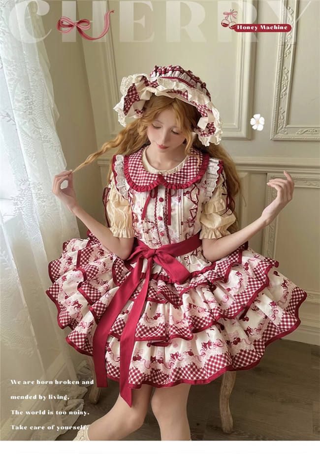 Honey Machine Ripe Cherry Sweet Lolita Skirt and Top