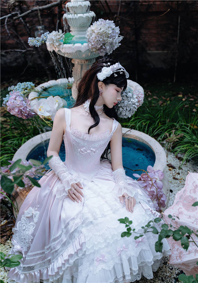 The Rose Covenant Embroidery Lolita Dress, Underskirt, Headdress and Hand Cuffs