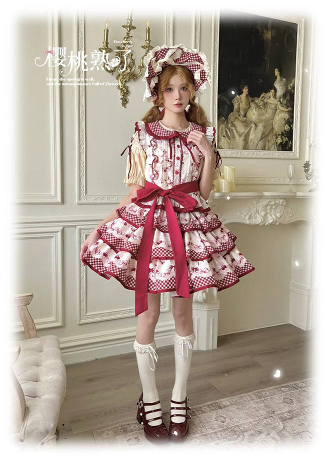 Honey Machine Ripe Cherry Sweet Lolita Skirt and Top