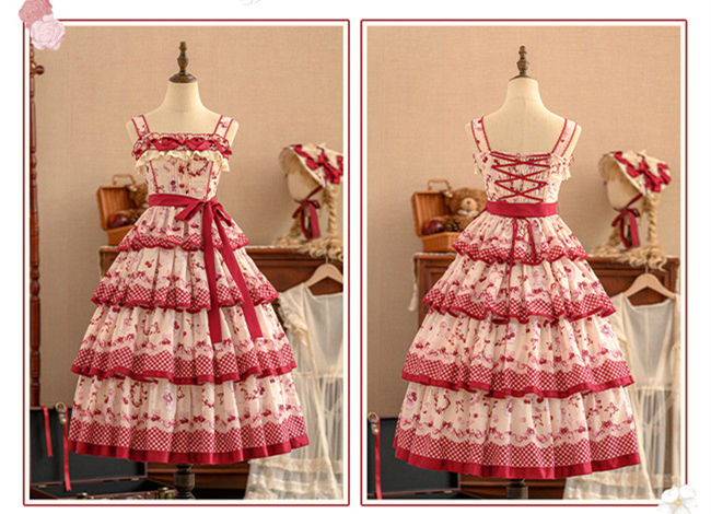 Honey Machine Ripe Cherry Classic Lolita Dress, Overdress, Hat and Bonnet