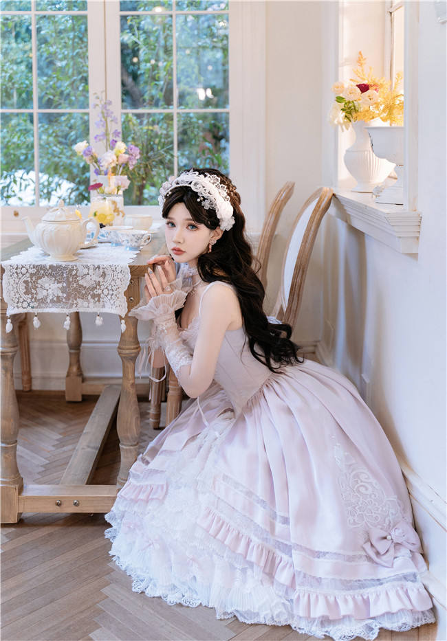 The Rose Covenant Embroidery Lolita Dress, Underskirt, Headdress and Hand Cuffs