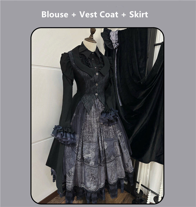 Susin Astrolabe Dark Gothic Lolita Dress, Skirt, Blouse and Accessory