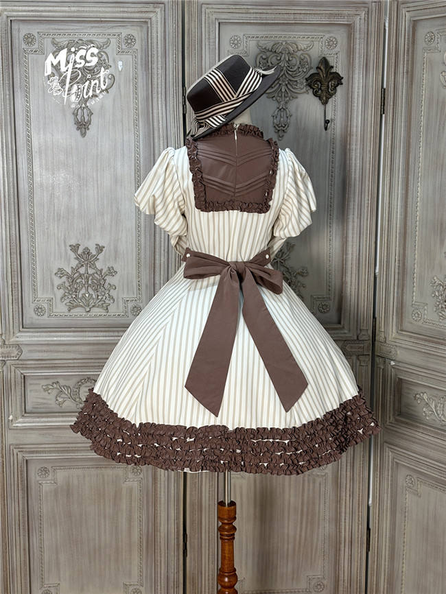Miss Point Classic Chocolate Stripe Lolita Dress