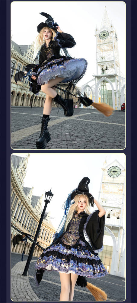 Ying Luo Fu Astrologer Cat Classic Lolita Dress and Cape