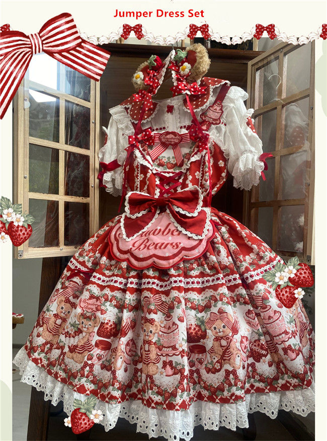 Strawberry Bears Sweet Lolita Dress Full Set