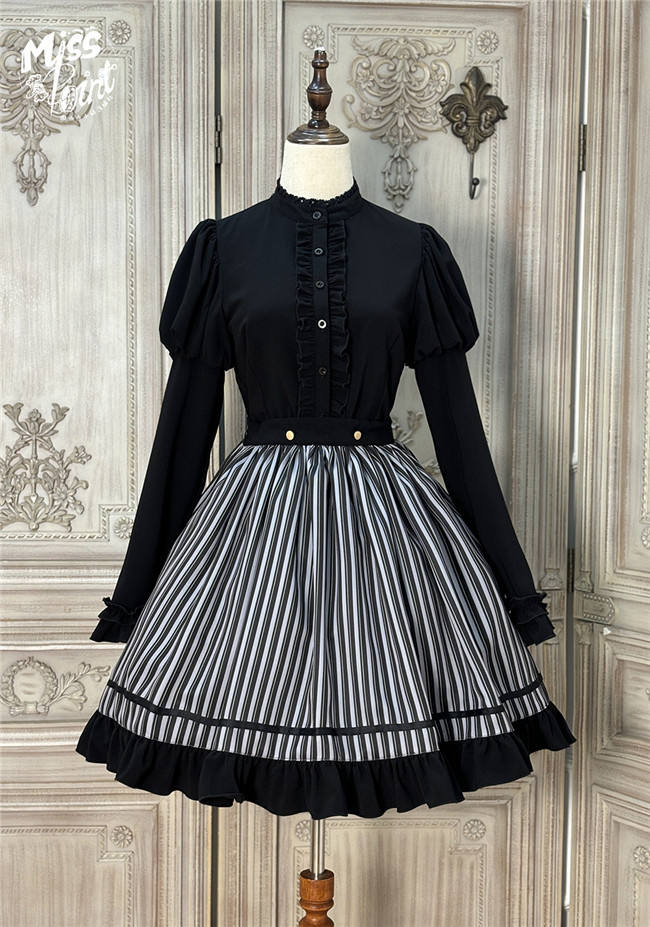 Miss Point Classic Chocolate Stripe Lolita Skirt