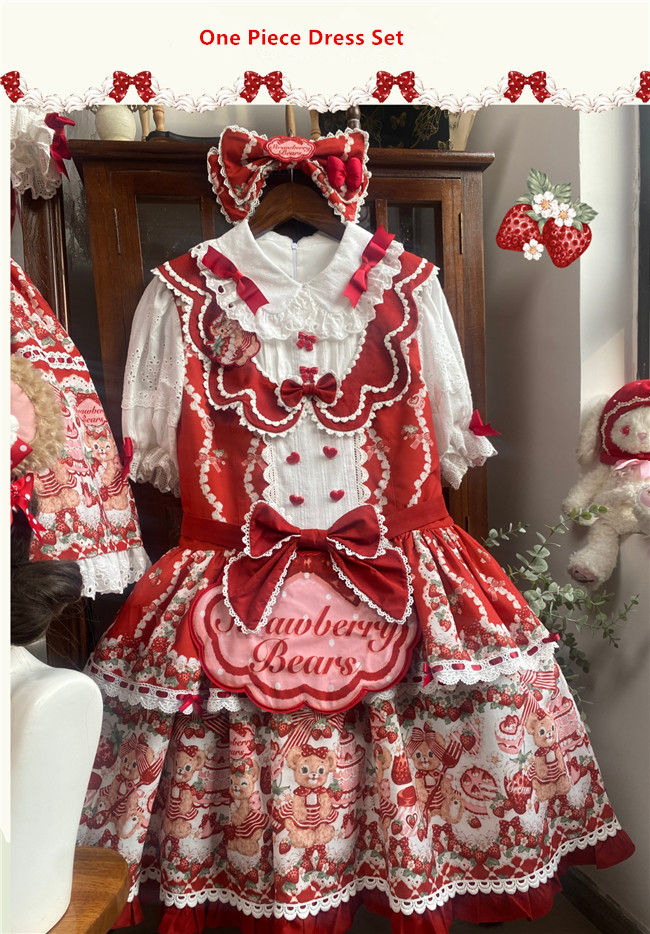 Strawberry Bears Sweet Lolita Dress Full Set