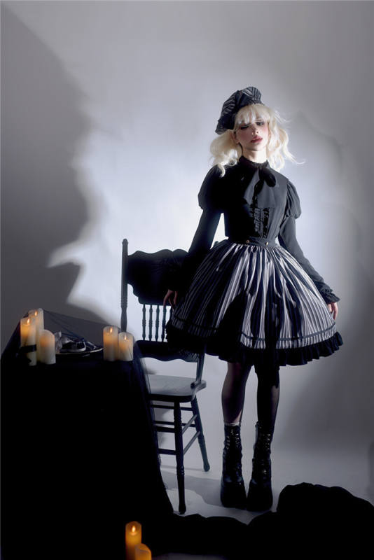 Miss Point Classic Chocolate Stripe Lolita Skirt