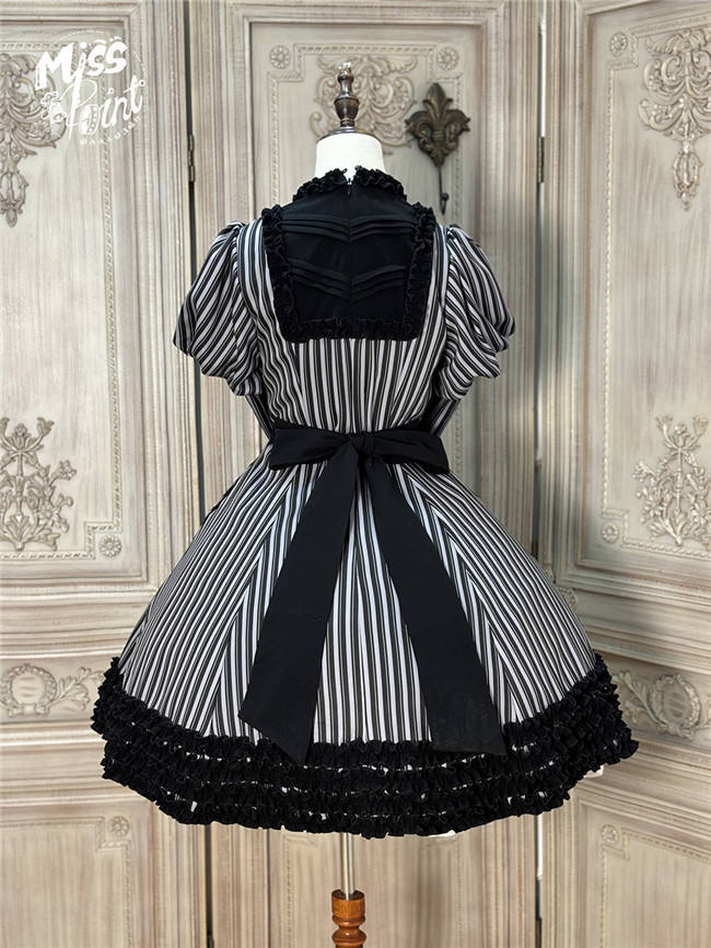 Miss Point Classic Chocolate Stripe Lolita Dress