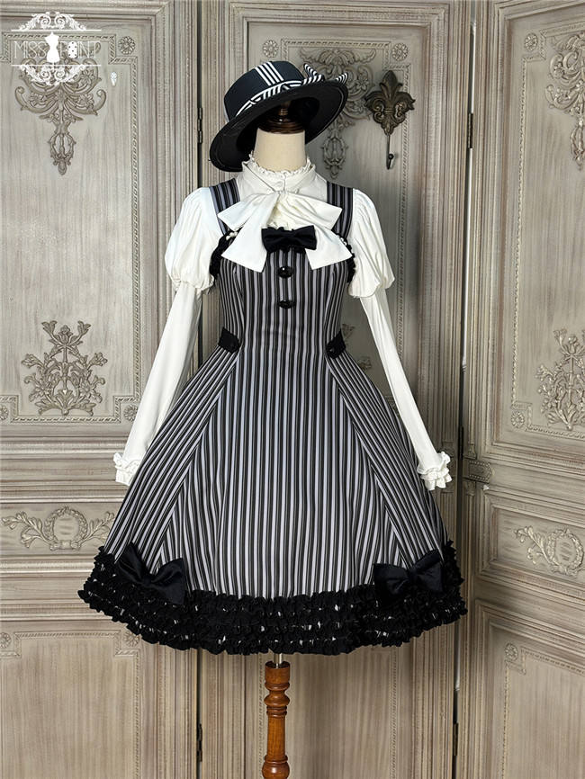 Miss Point Classic Chocolate Stripe Lolita Jumper Dress