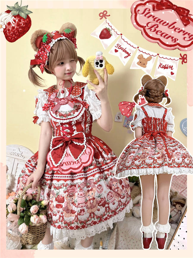 Strawberry Bears Sweet Lolita Dress Full Set