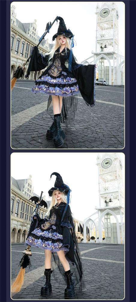 Ying Luo Fu Astrologer Cat Classic Lolita Dress and Cape