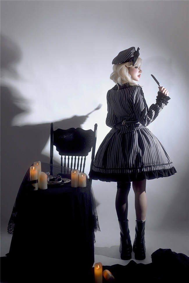 Miss Point Classic Chocolate Stripe Lolita Coat