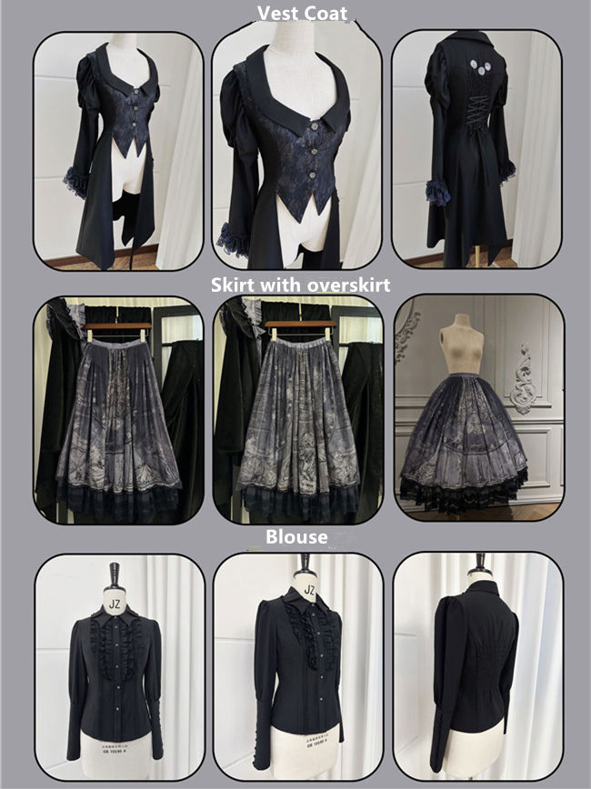 Susin Astrolabe Dark Gothic Lolita Dress, Skirt, Blouse and Accessory