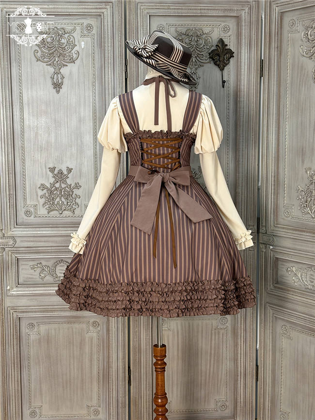 Miss Point Classic Chocolate Stripe Lolita Jumper Dress