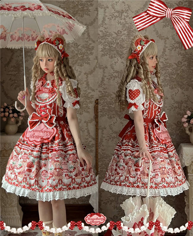 Strawberry Bears Sweet Lolita Dress Full Set