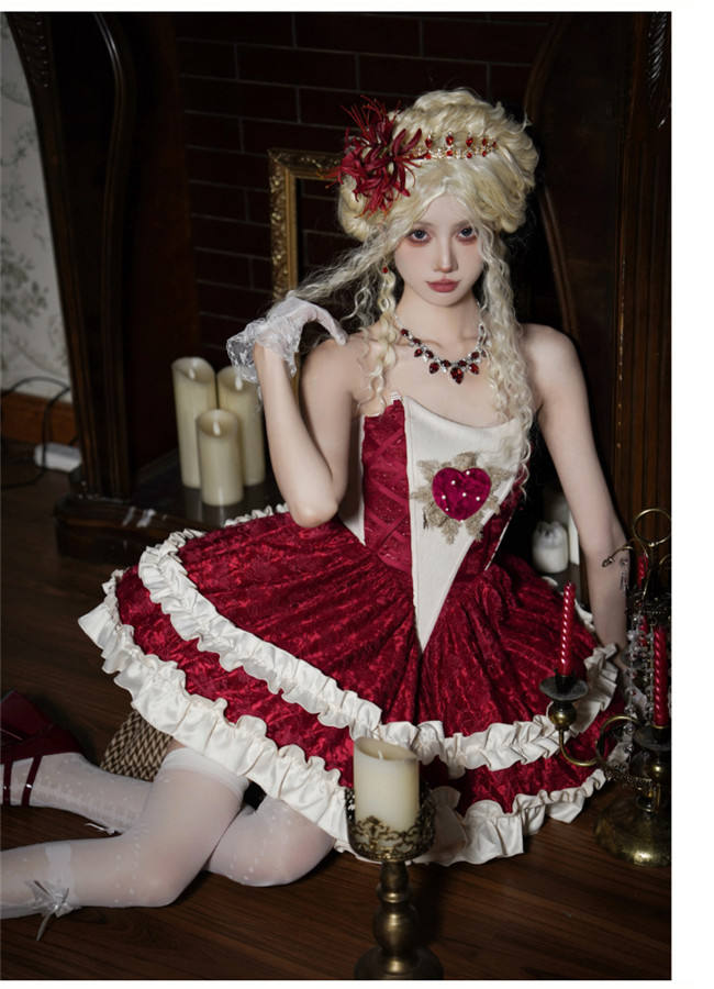 Withpuji Heart of Mary Waist Fishbones Dress and Irregular Coat