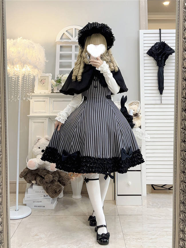 Miss Point Classic Chocolate Stripe Lolita Jumper Dress