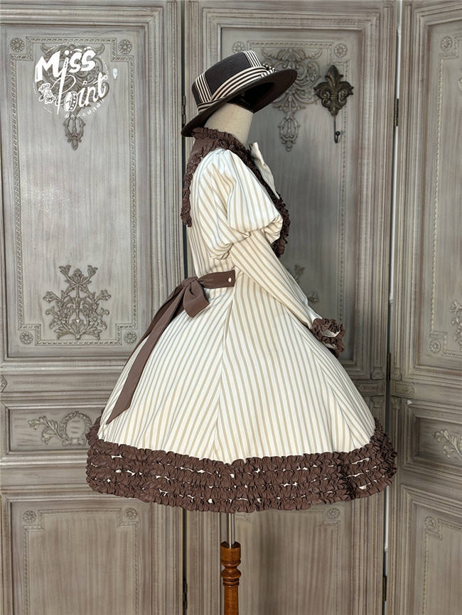Miss Point Classic Chocolate Stripe Lolita Dress