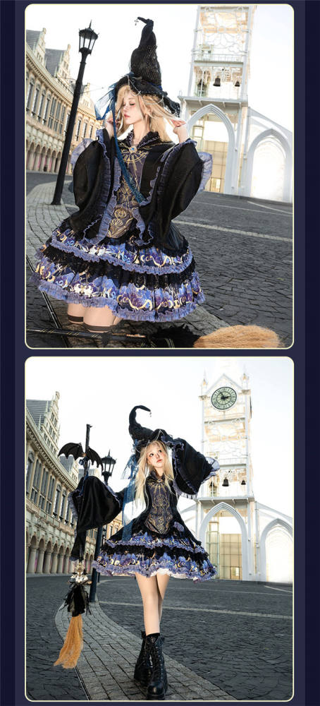 Ying Luo Fu Astrologer Cat Classic Lolita Dress and Cape