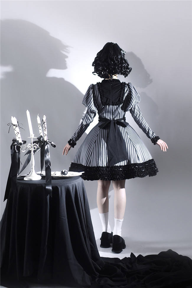 Miss Point Classic Chocolate Stripe Lolita Dress