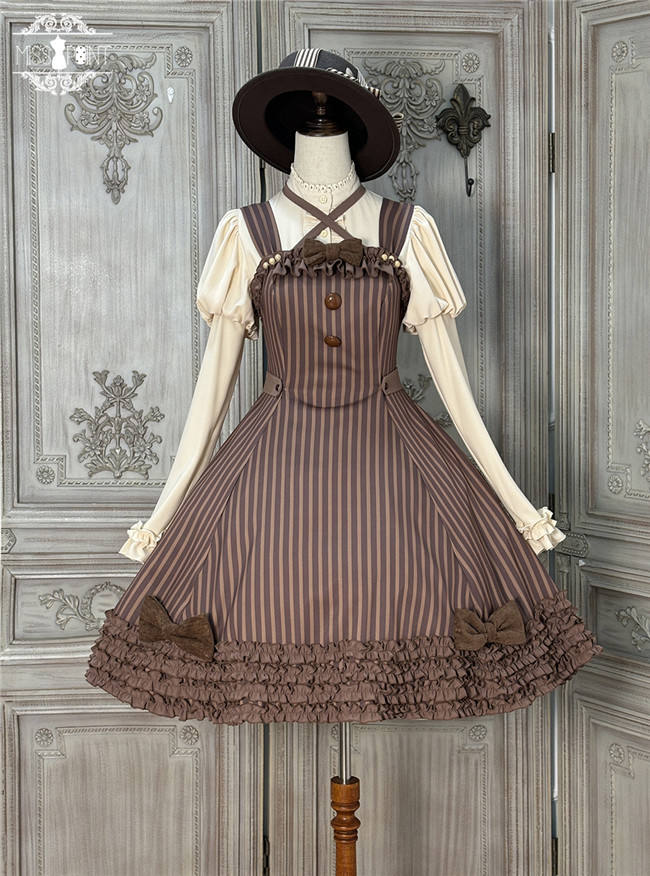 Miss Point Classic Chocolate Stripe Lolita Jumper Dress
