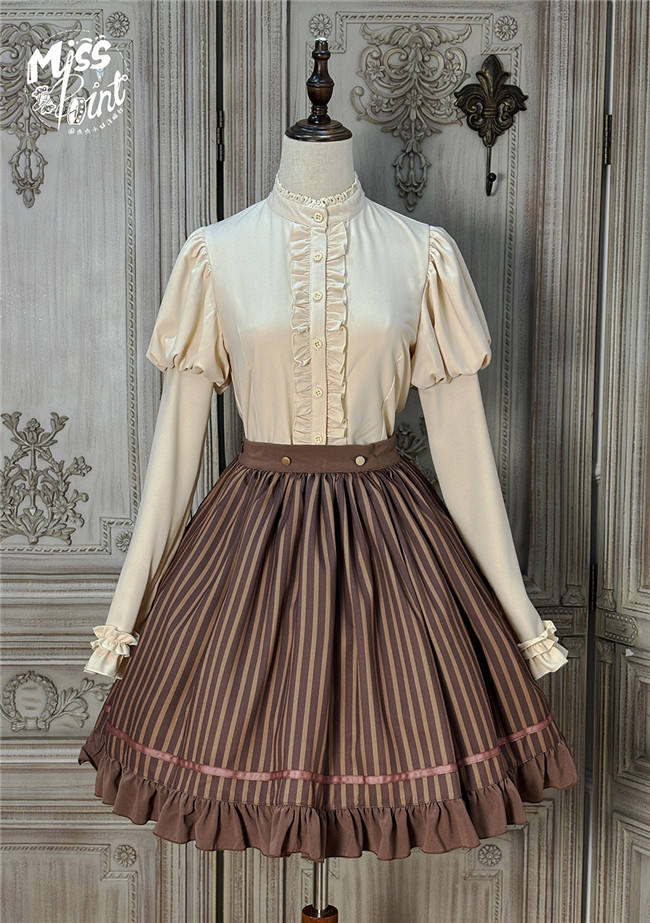 Miss Point Classic Chocolate Stripe Lolita Skirt