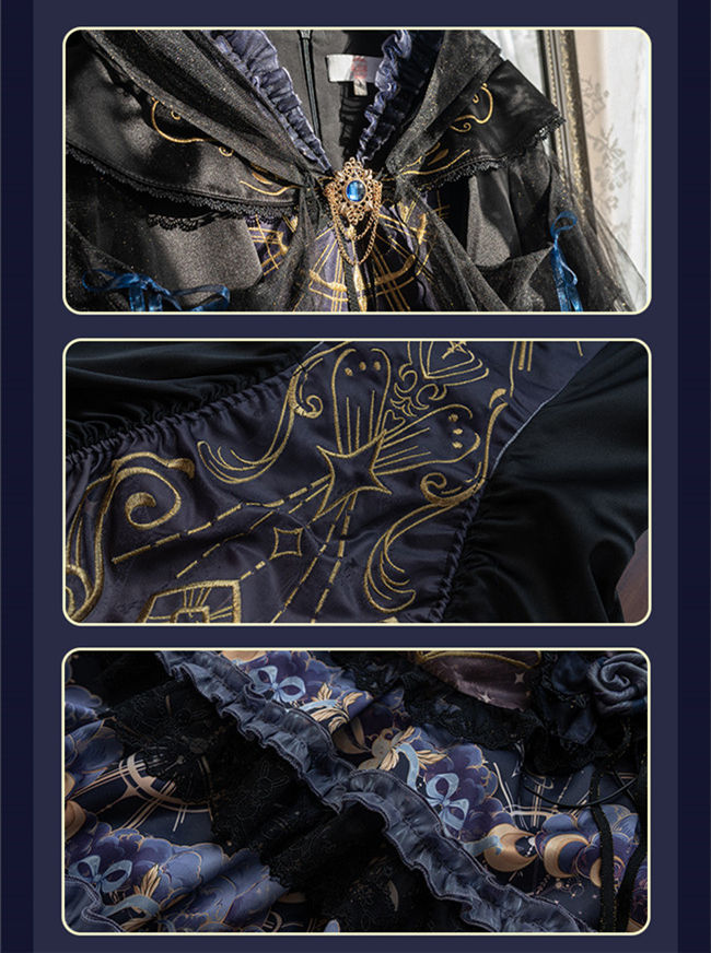 Ying Luo Fu Astrologer Cat Classic Lolita Dress and Cape