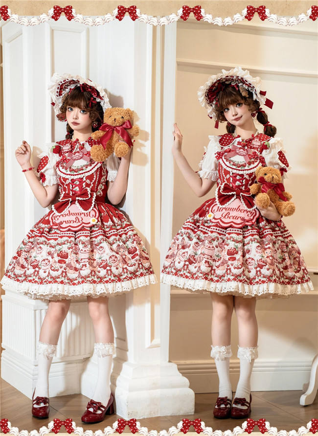 Strawberry Bears Sweet Lolita Dress Full Set