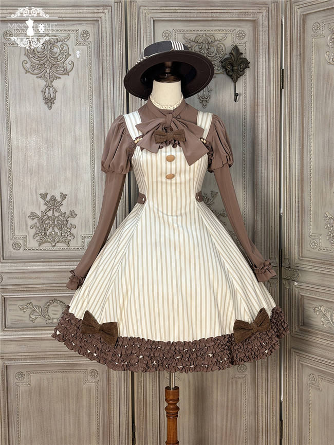 Miss Point Classic Chocolate Stripe Lolita Jumper Dress