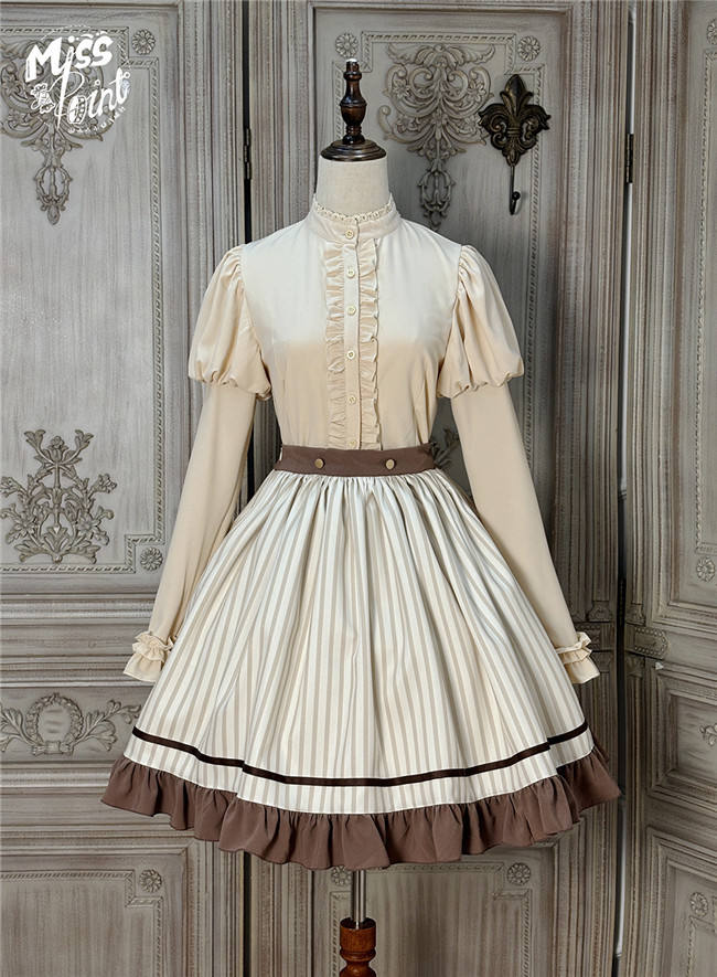 Miss Point Classic Chocolate Stripe Lolita Skirt