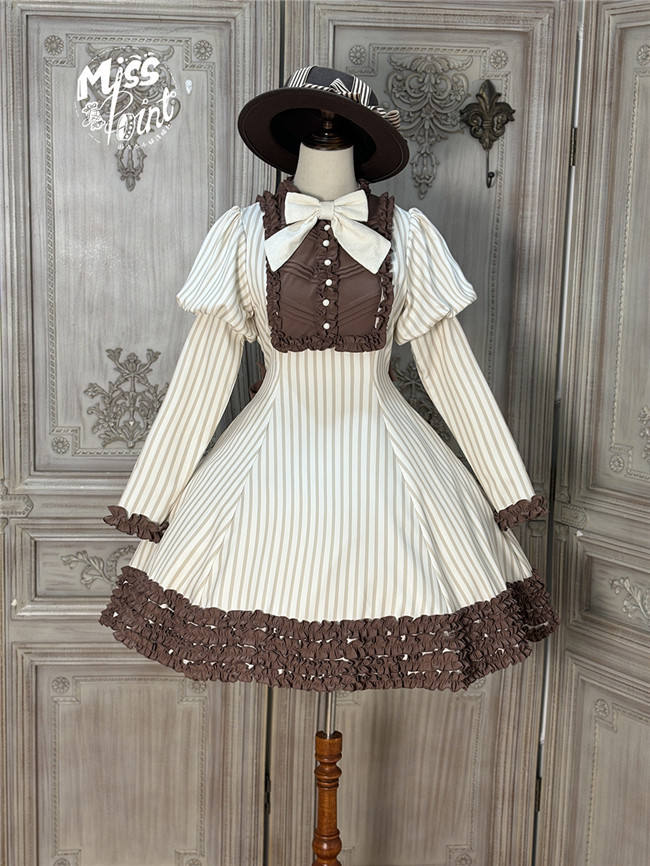 Miss Point Classic Chocolate Stripe Lolita Dress