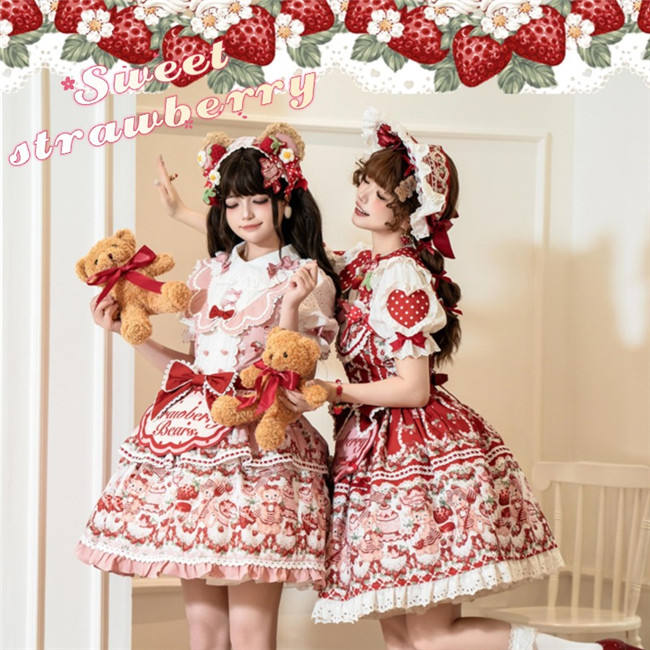 Strawberry Bears Sweet Lolita Dress Full Set