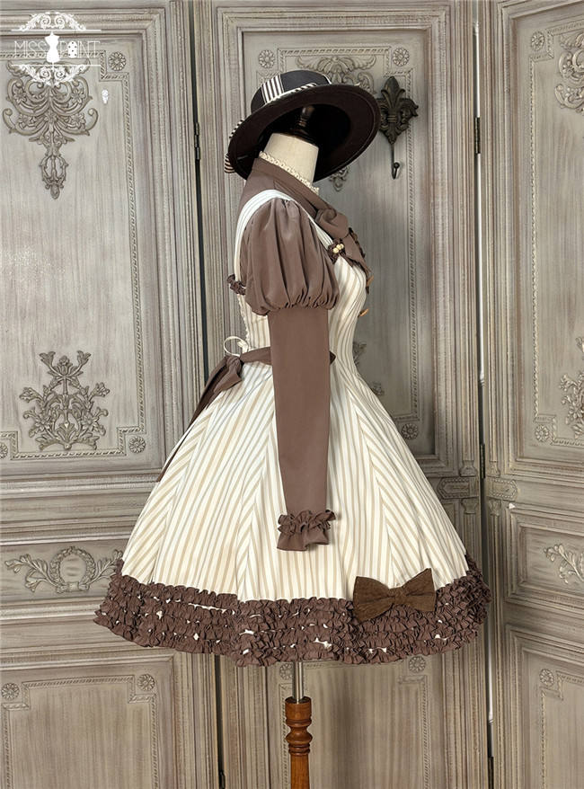 Miss Point Classic Chocolate Stripe Lolita Jumper Dress