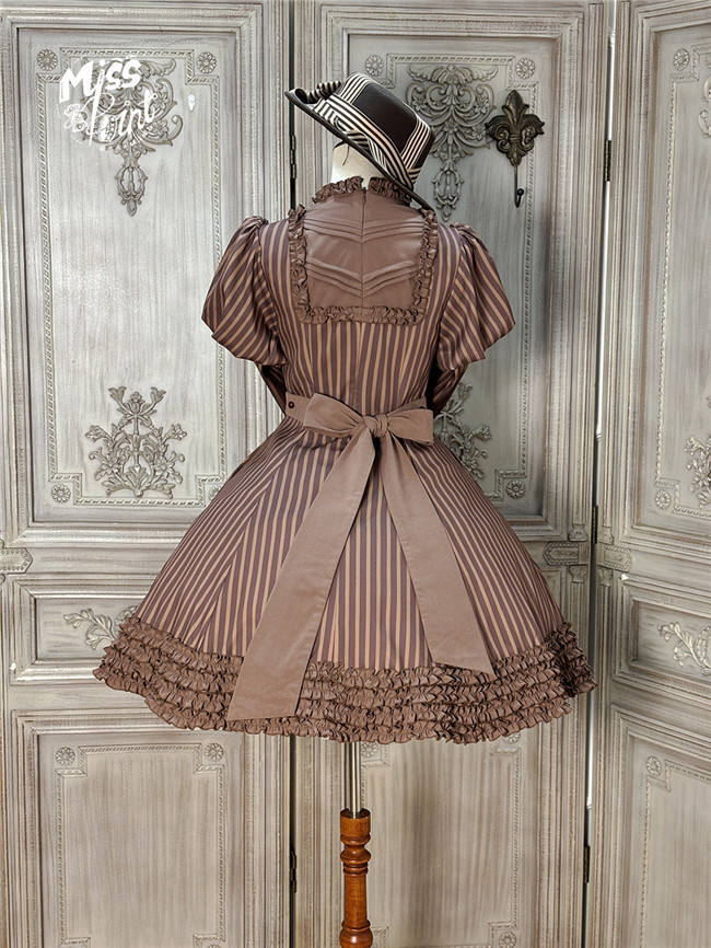 Miss Point Classic Chocolate Stripe Lolita Dress
