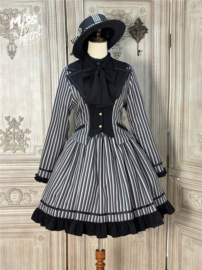 Miss Point Classic Chocolate Stripe Lolita Coat