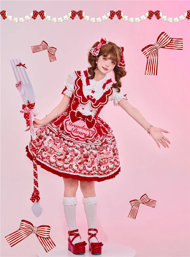 Strawberry Bears Sweet Lolita Dress Full Set